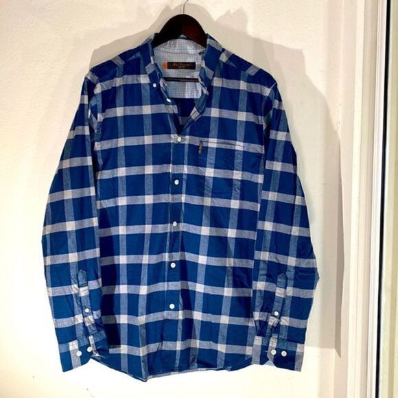 NWOT Ben Sherman Mens Teal Check Button Down Shirt - Picture 12 of 12